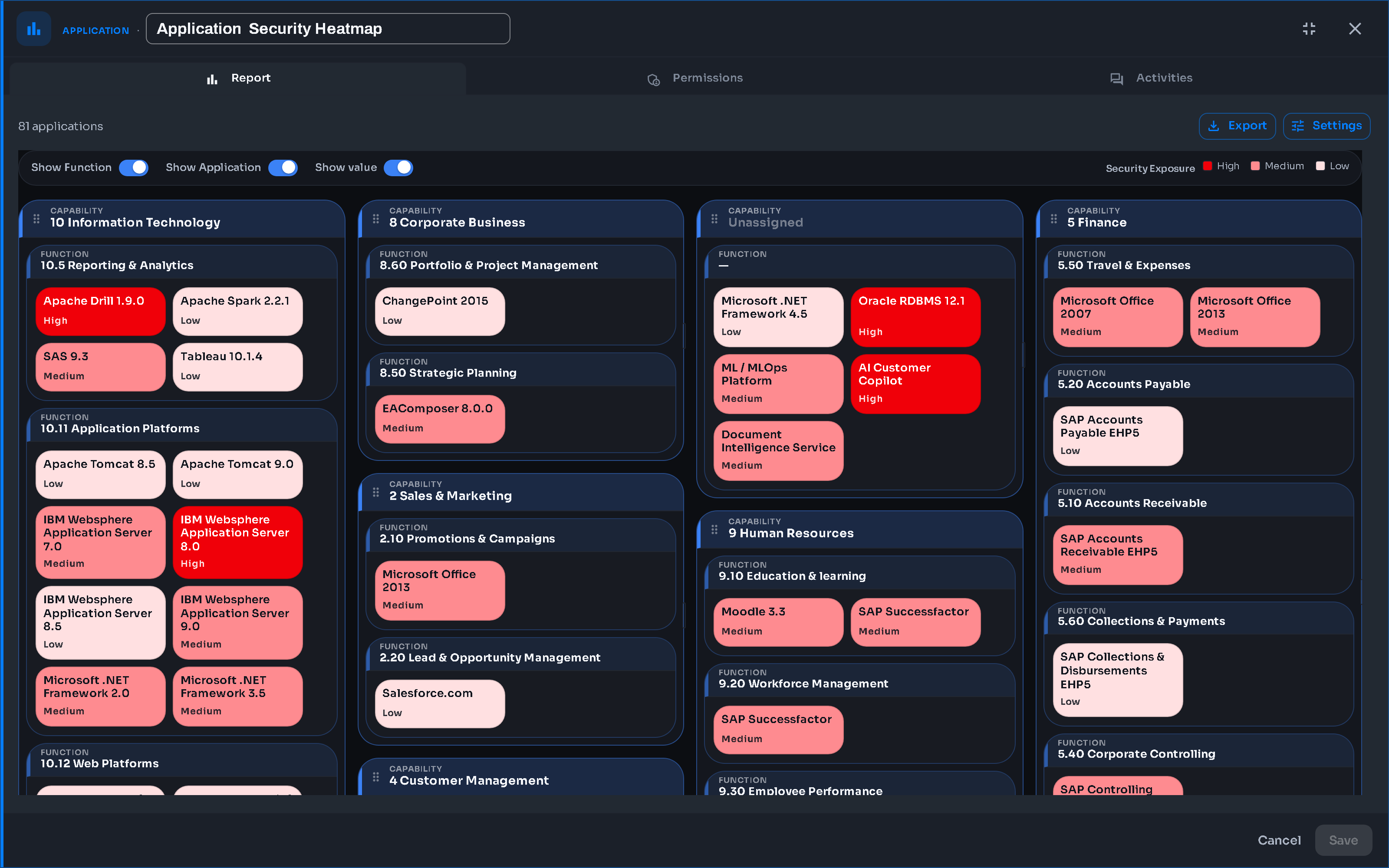 EA Composer — Reporting & Visualizations — a dozen report types out of the box
